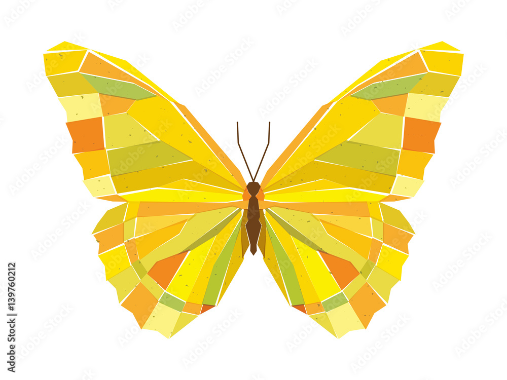 Geometric mosaic butterfly. Vector illustration