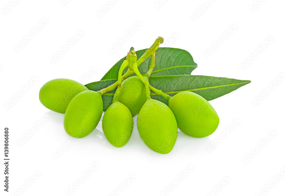 Closeup sweet Marian plum thai fruit,Maprang young on white background