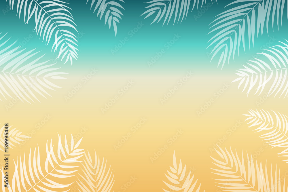 Beautifil Palm Tree Leaf  Silhouette Background Vector Illustration