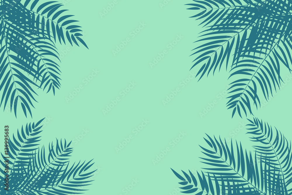 Beautifil Palm Tree Leaf  Silhouette Background Vector Illustration