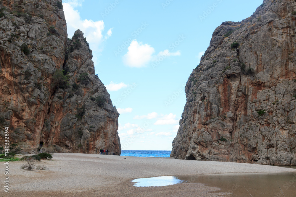 Canyon Torrent de Pareis，海滩和地中海，马略卡岛，西班牙