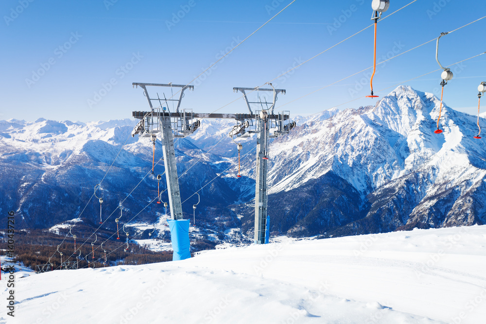 Ski resort in the midst of beautiful mountains