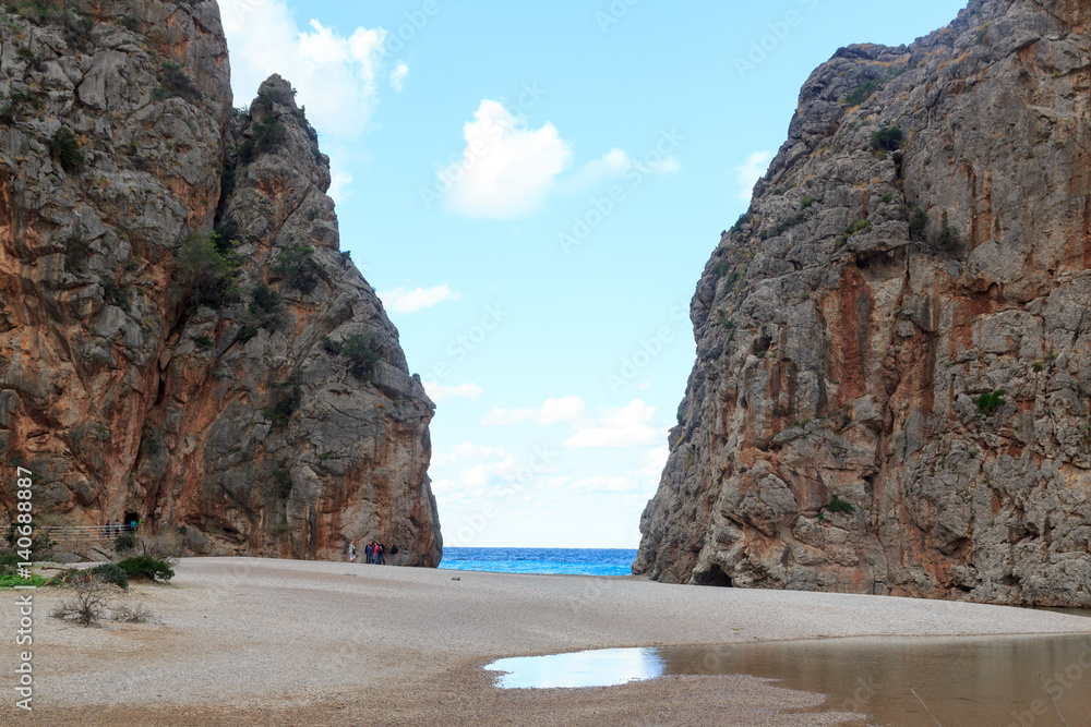 Canyon Torrent de Pareis，海滩和地中海，马略卡岛，西班牙