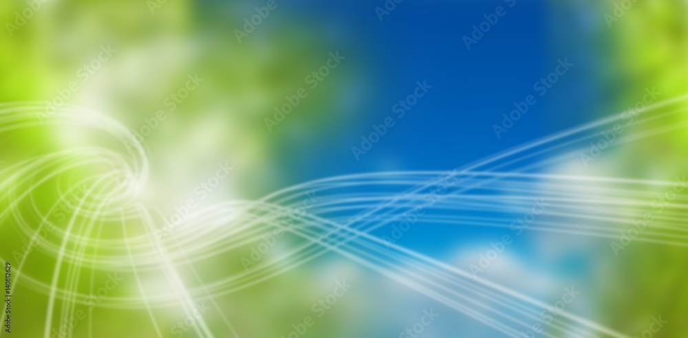 Composite image of blue and green background with shiny lines