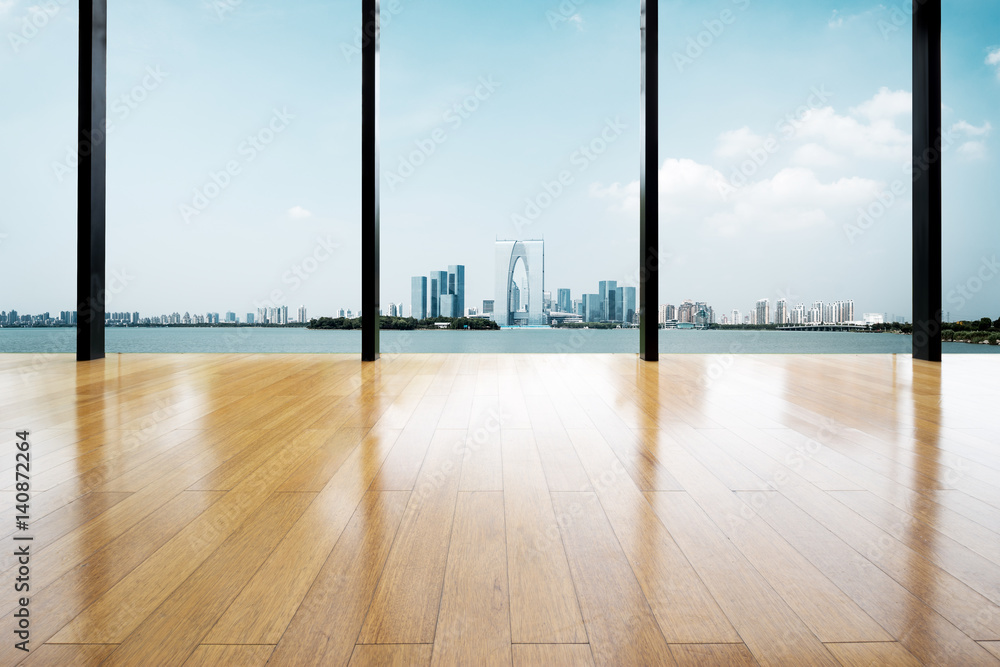 empty wooden floor with background