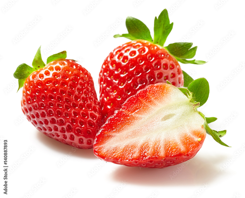 fresh strawberries on white background