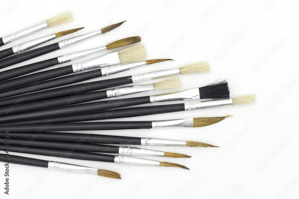 paint brushes on white background.