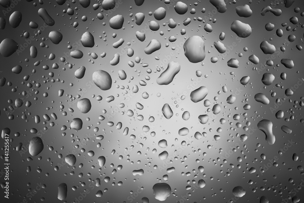 Water drops on glass for background and design.