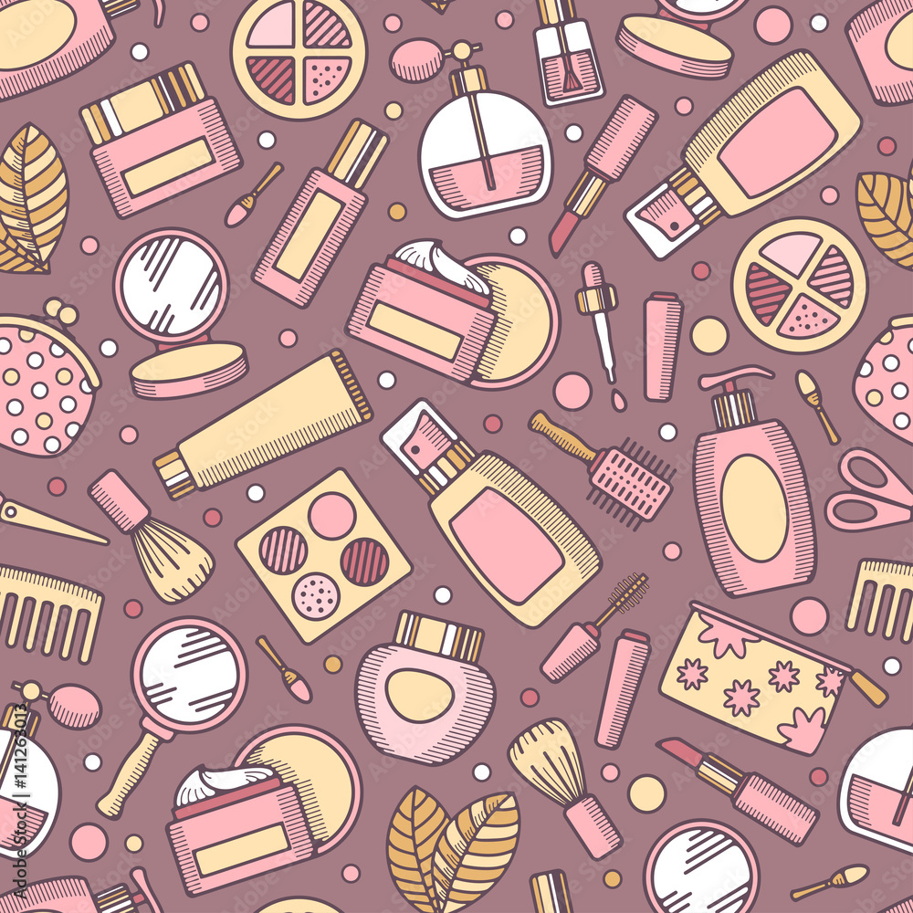 Cosmetics seamless pattern