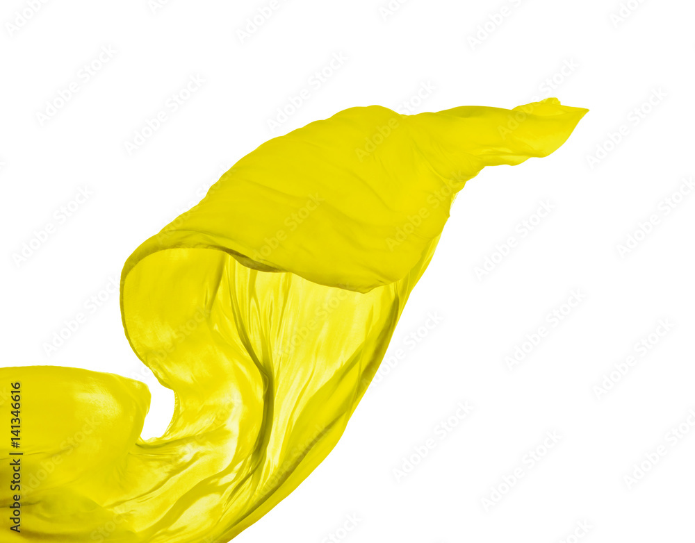 Smooth elegant yellow cloth on white background