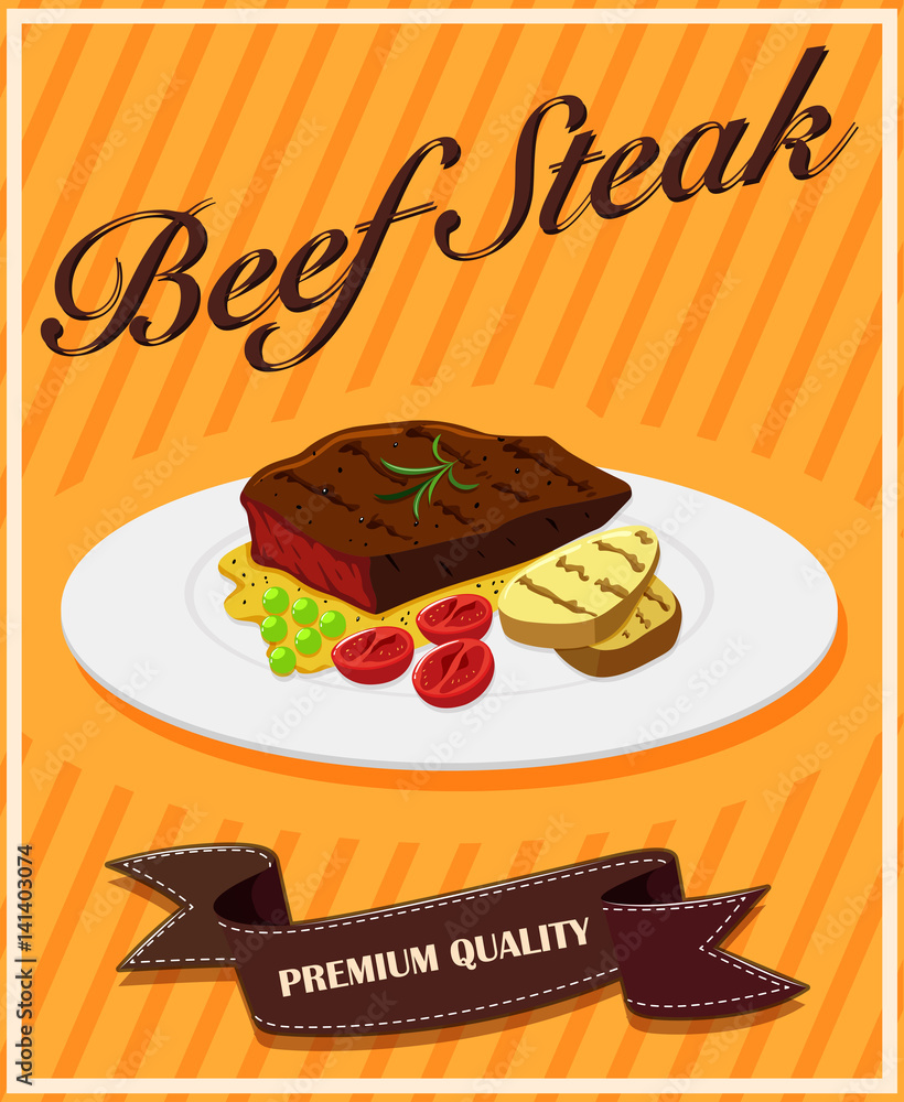 Beef steak on poster