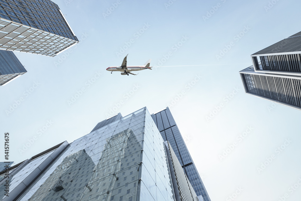 Business district with modern skyscrapers in shanghai