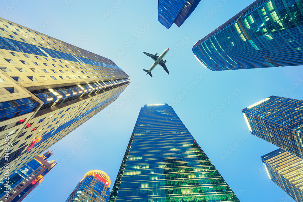 Business district with modern skyscrapers in shanghai