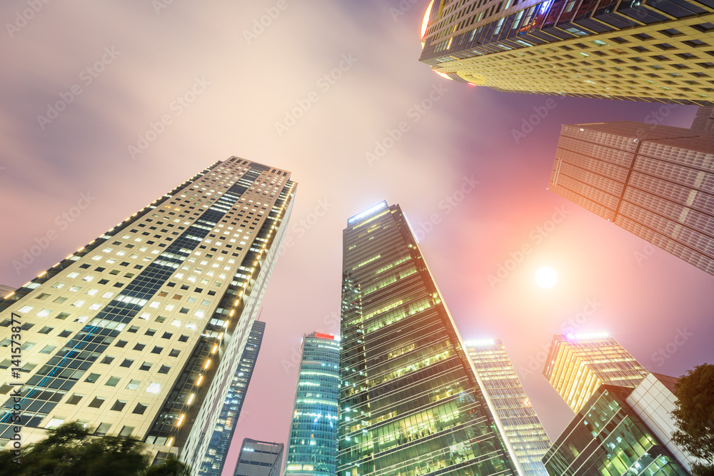 Business district with modern skyscrapers in shanghai