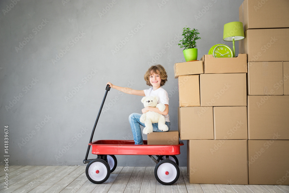 Child New Home Moving Day House Concept