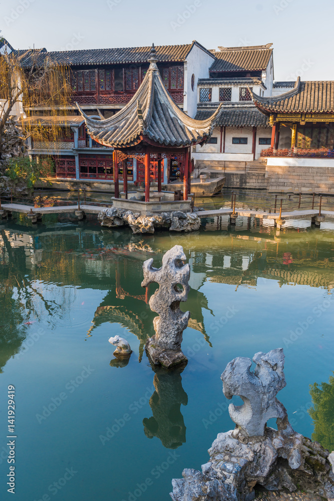 lion forest garden (shiziin) in Suzhou, China. UNESCO heritage site.