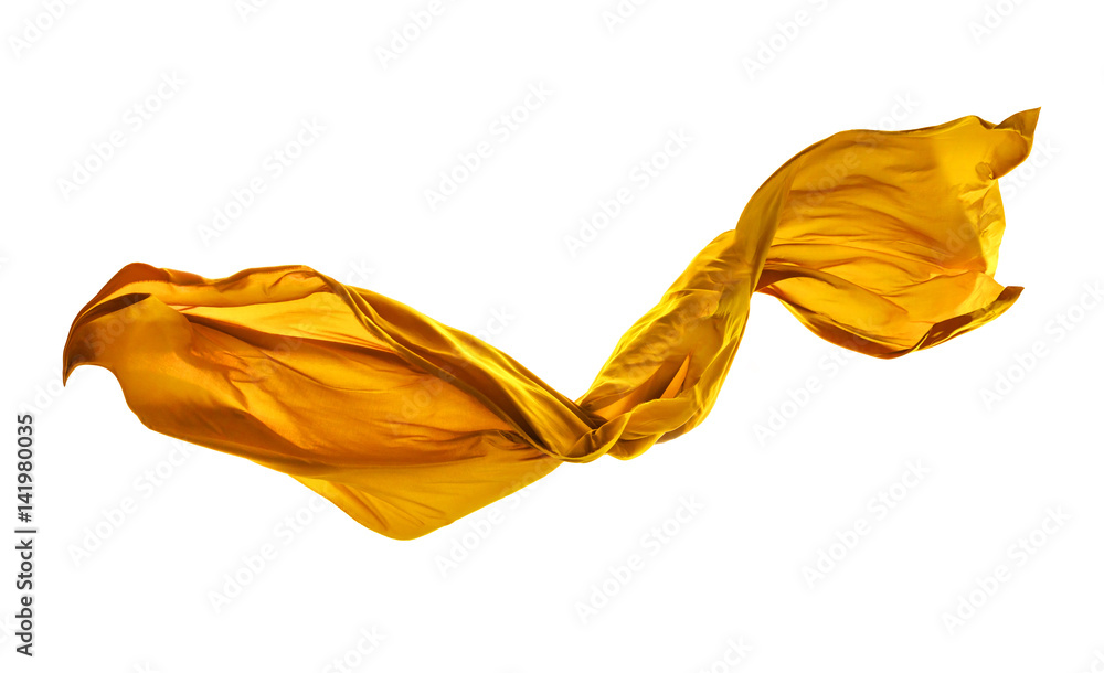 Smooth elegant yellow cloth on white background