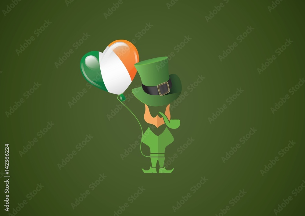 Leprechaun graphic against green background