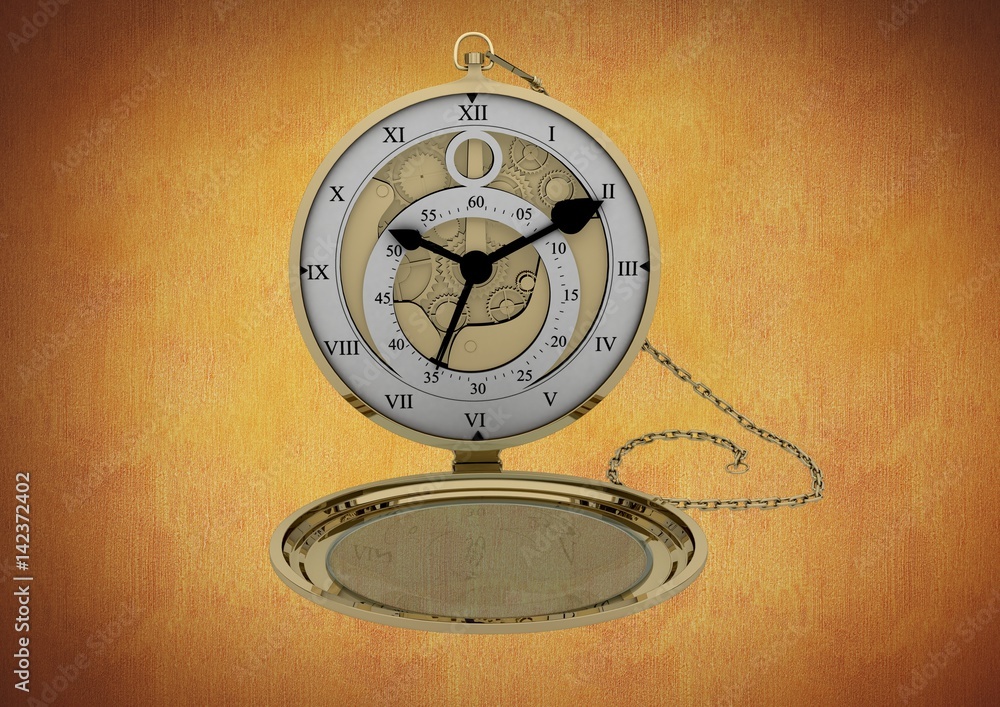 Pocket watch against brown background