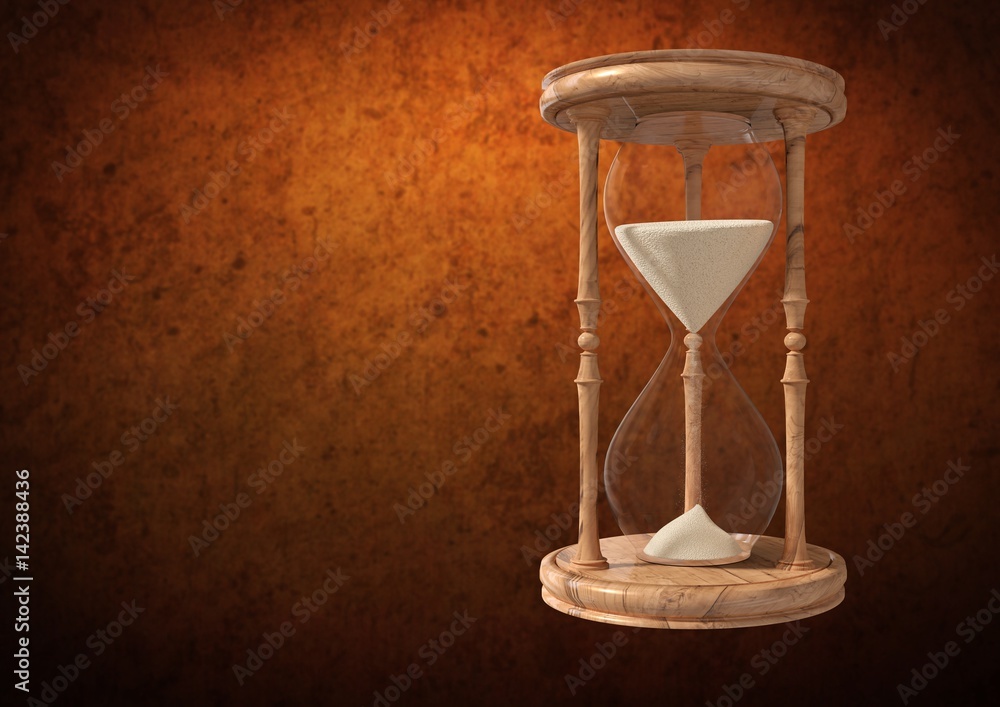 Egg Timer with sand against brown background