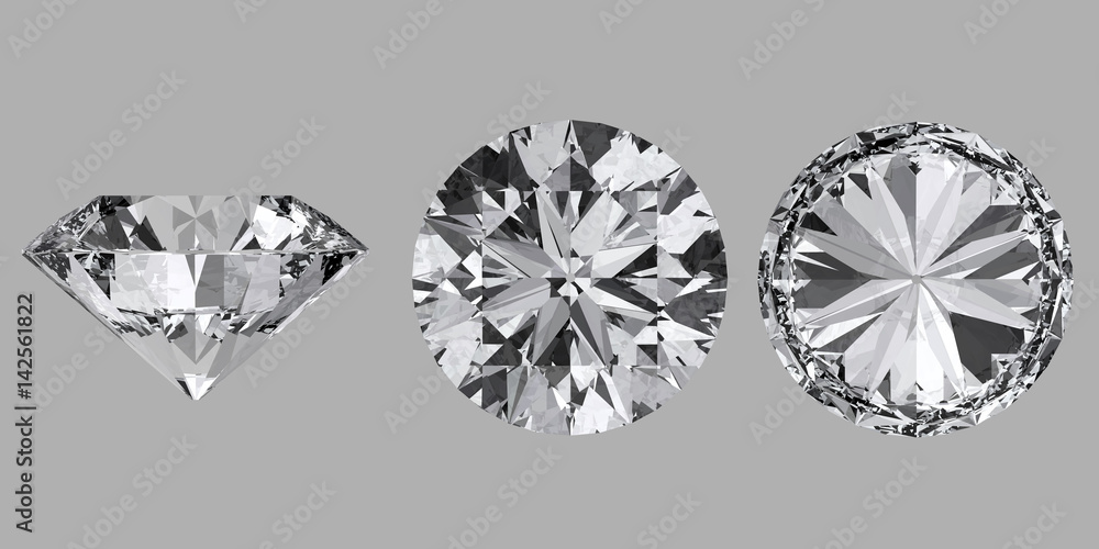 Round Diamonds shape isolated on gray background, 3d