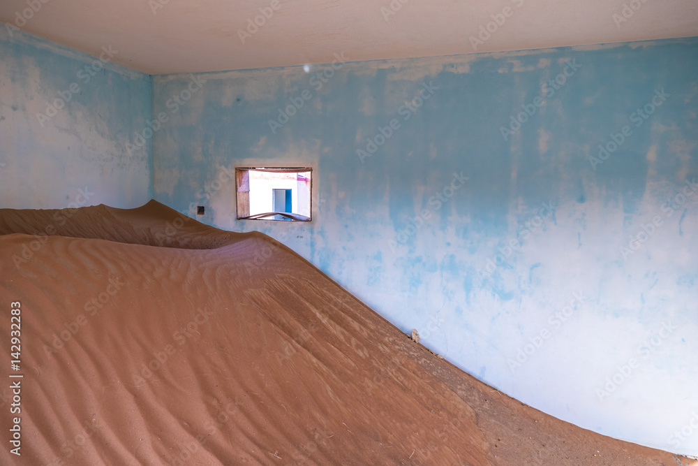 Abandoned ghost village in Arabian desert.