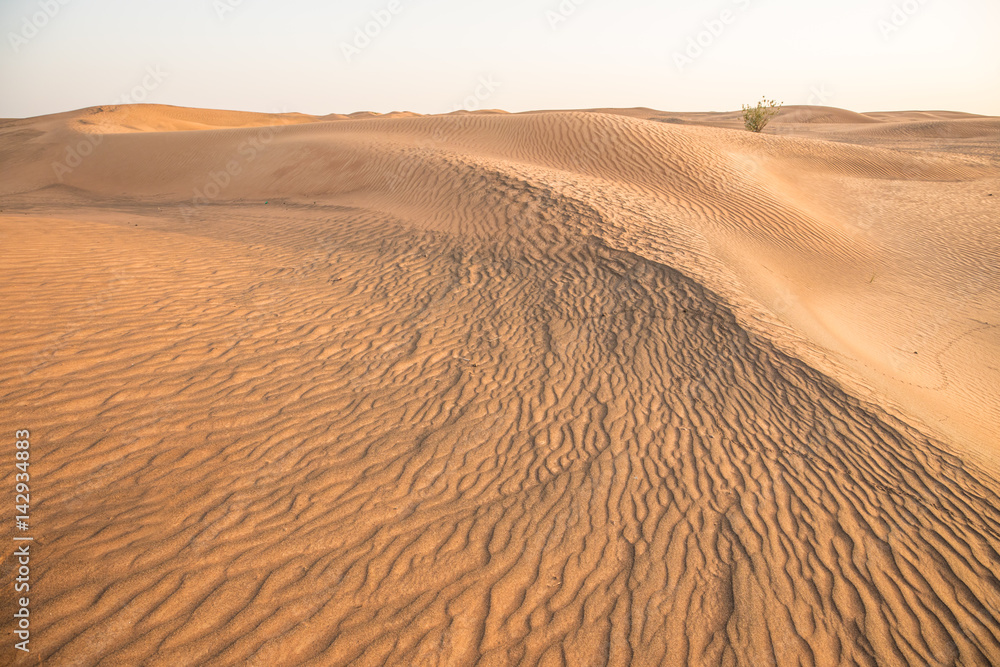 Abandoned ghost village in Arabian desert.