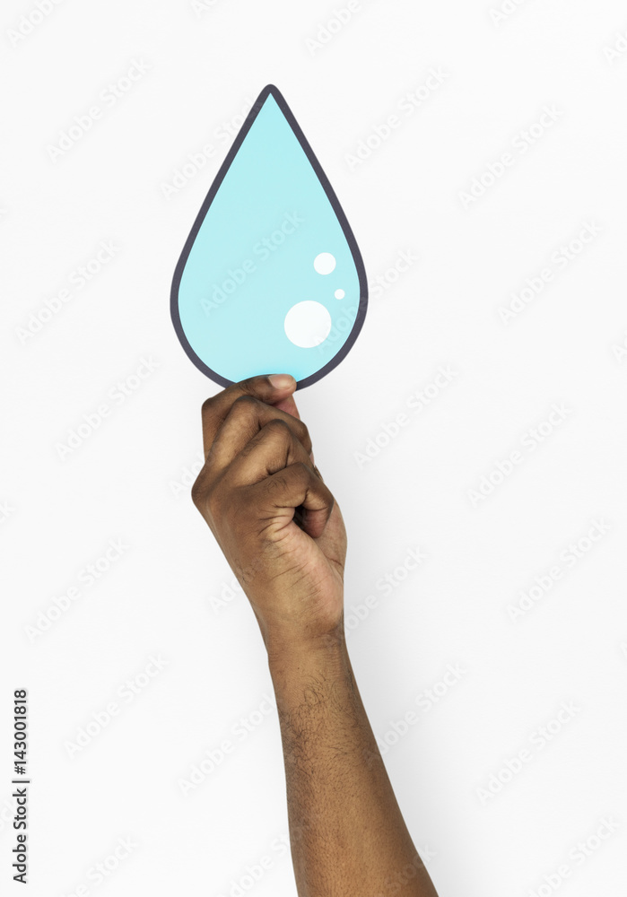 Human Hand Holding Water Droplet