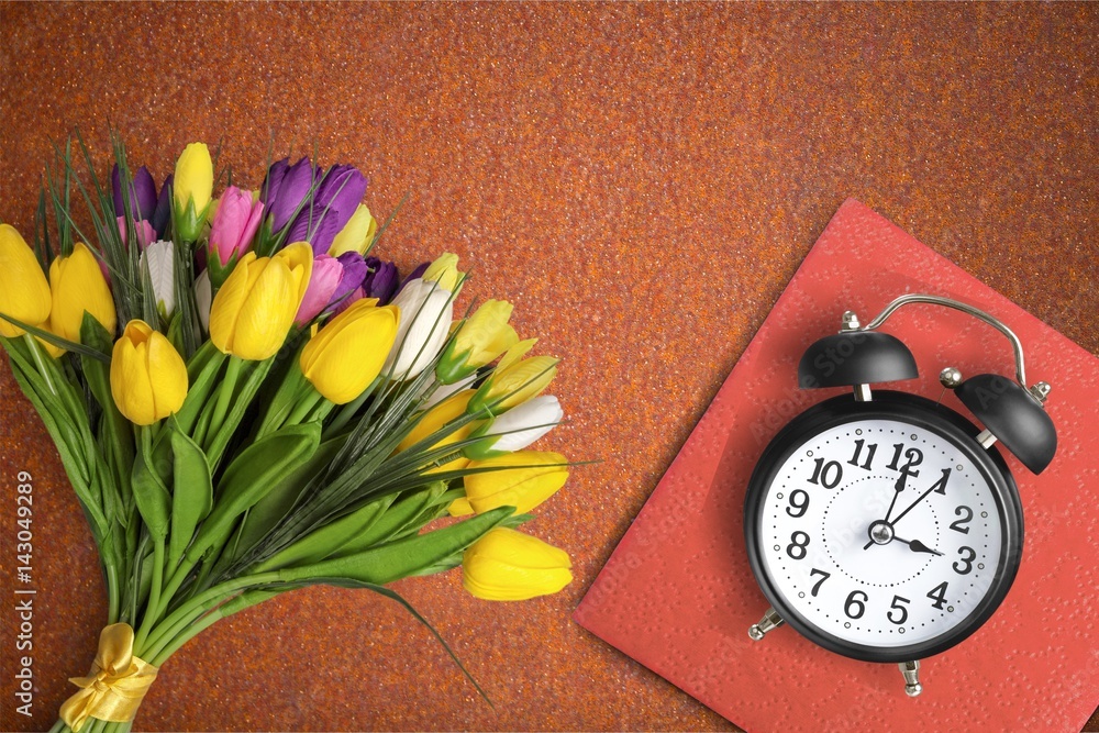 Flower and clock.