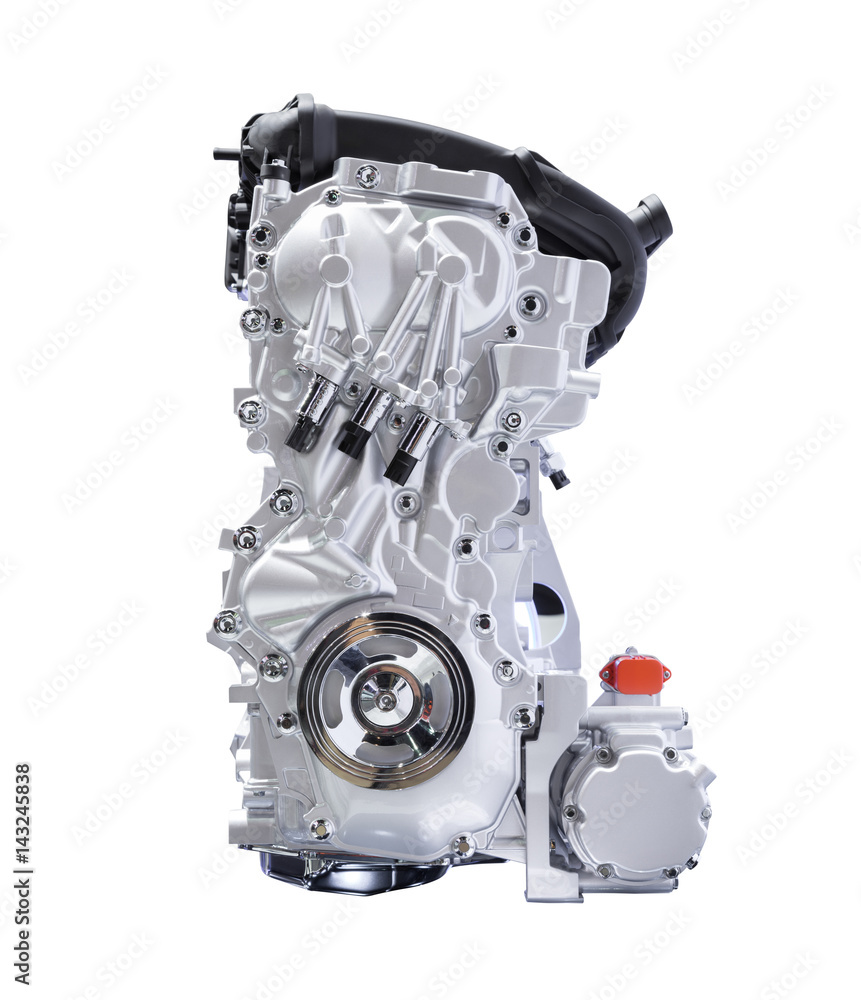 Hybrid car engine isolated on white background with clipping path