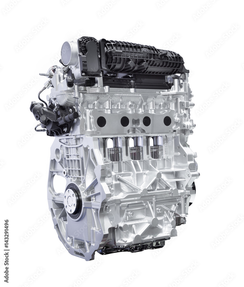 Hybrid car engine isolated on white background with clipping path