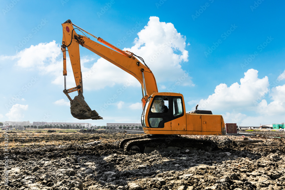 excavator in construction site