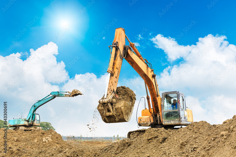 excavator in construction site