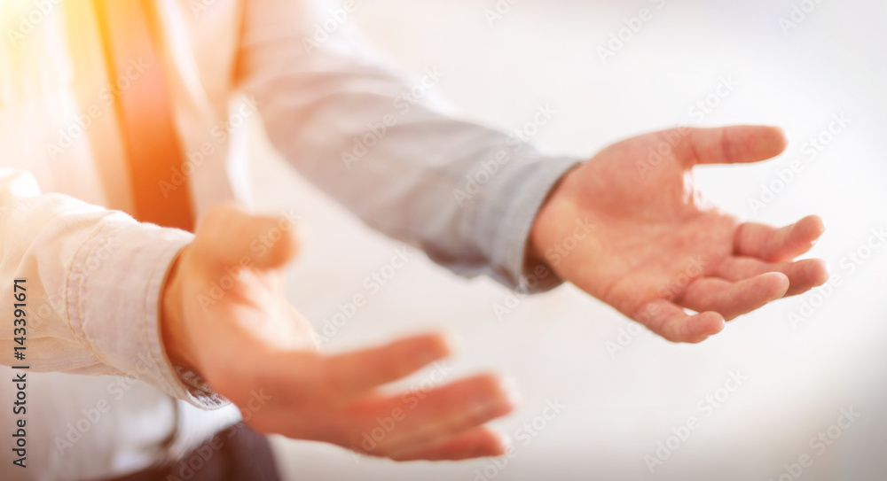 Businessman showing his empty hand