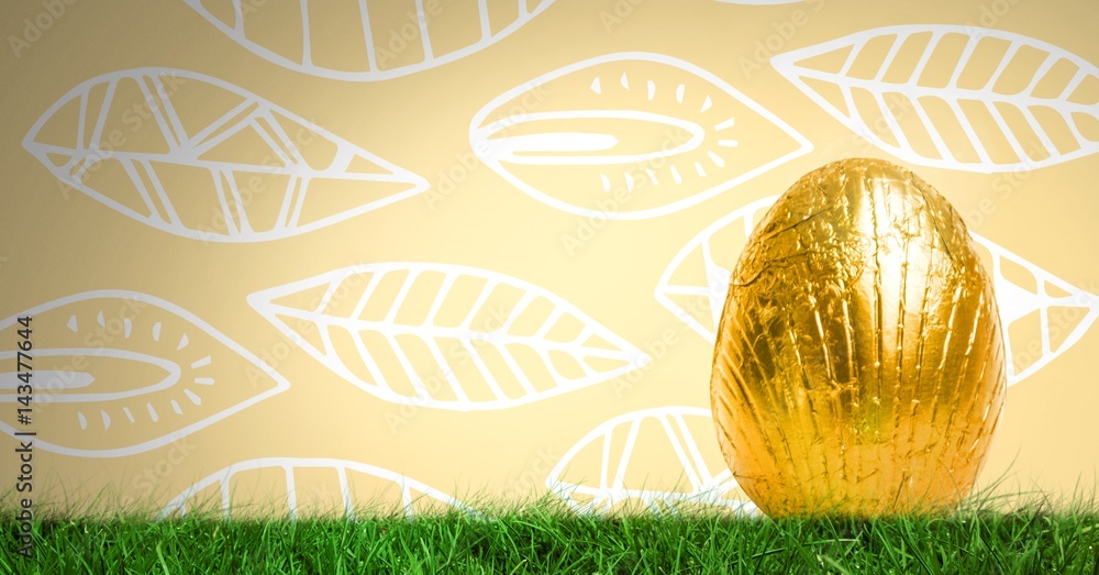 Easter Egg in front of leaf pattern