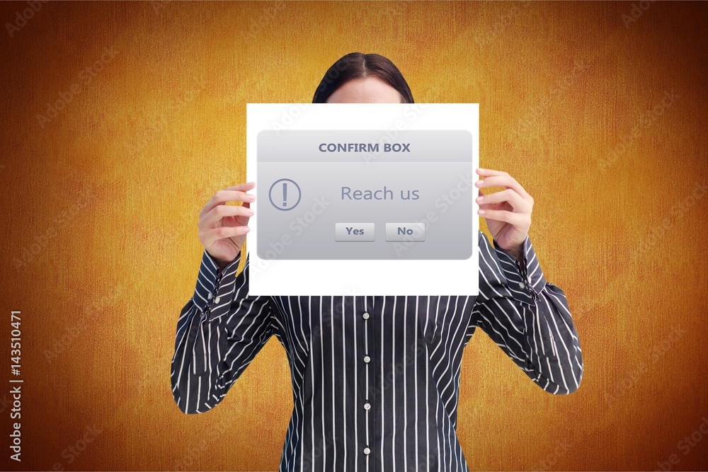 Businesswoman holding placard with confirm box sign