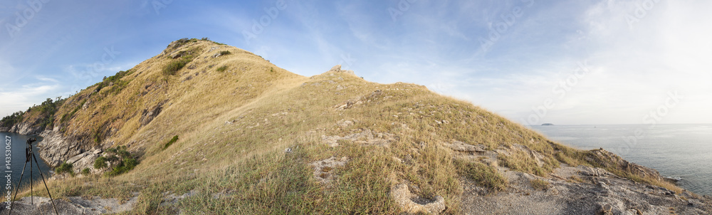 panorama mountain view and andaman sea in phuket thailand.