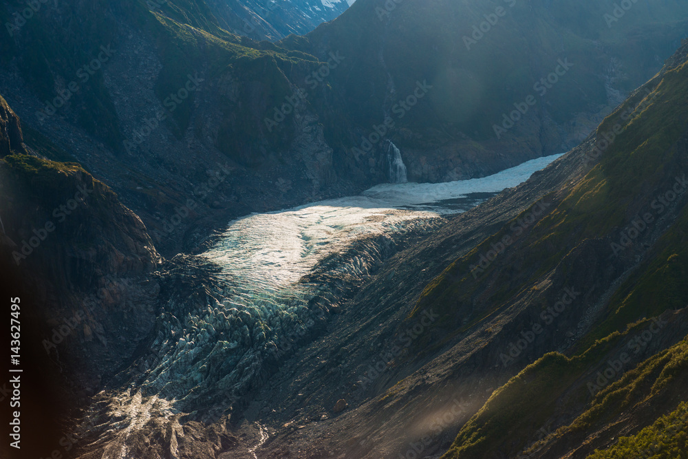 Aerial view of Fox glaciers Southern island, New Zealand