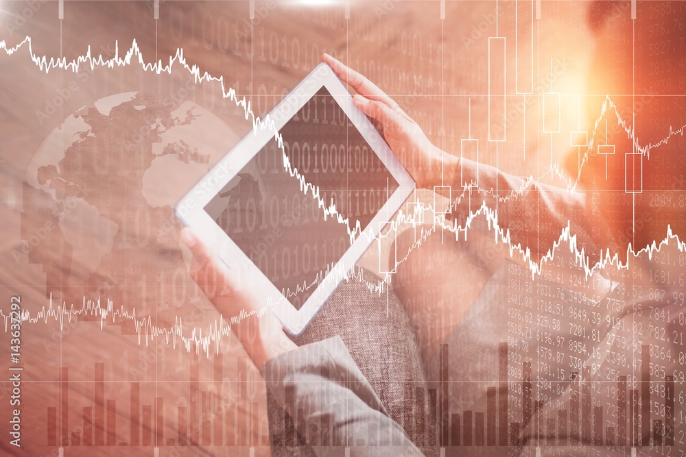 Composite image of stocks and shares