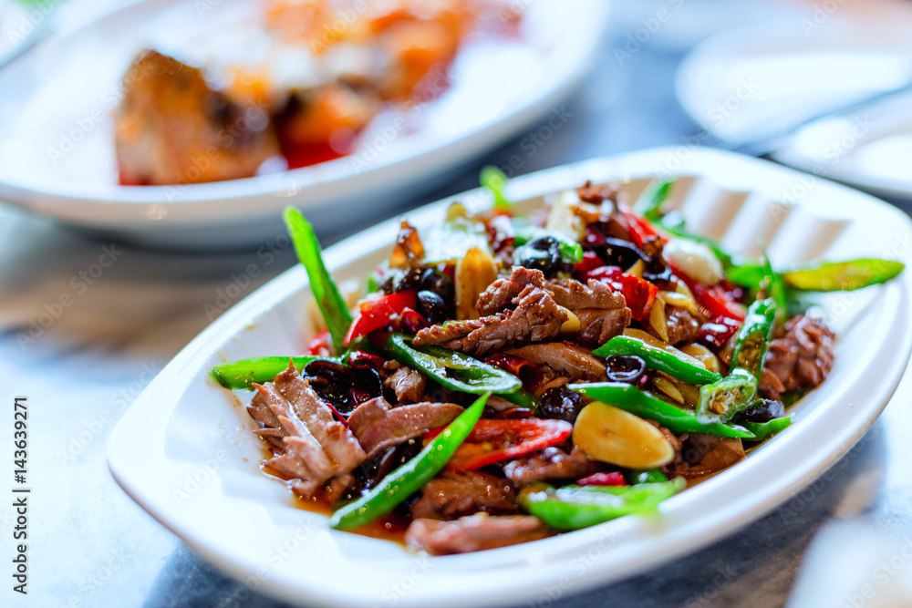 delicious chinese food on table