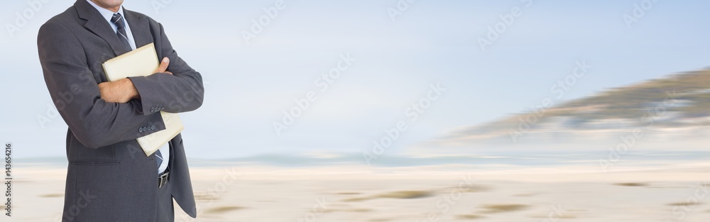 Businessman with documents at an house for sale