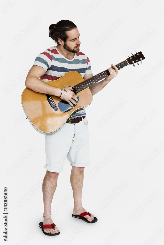 Man Playing Guitar Music Instrument Entertainment