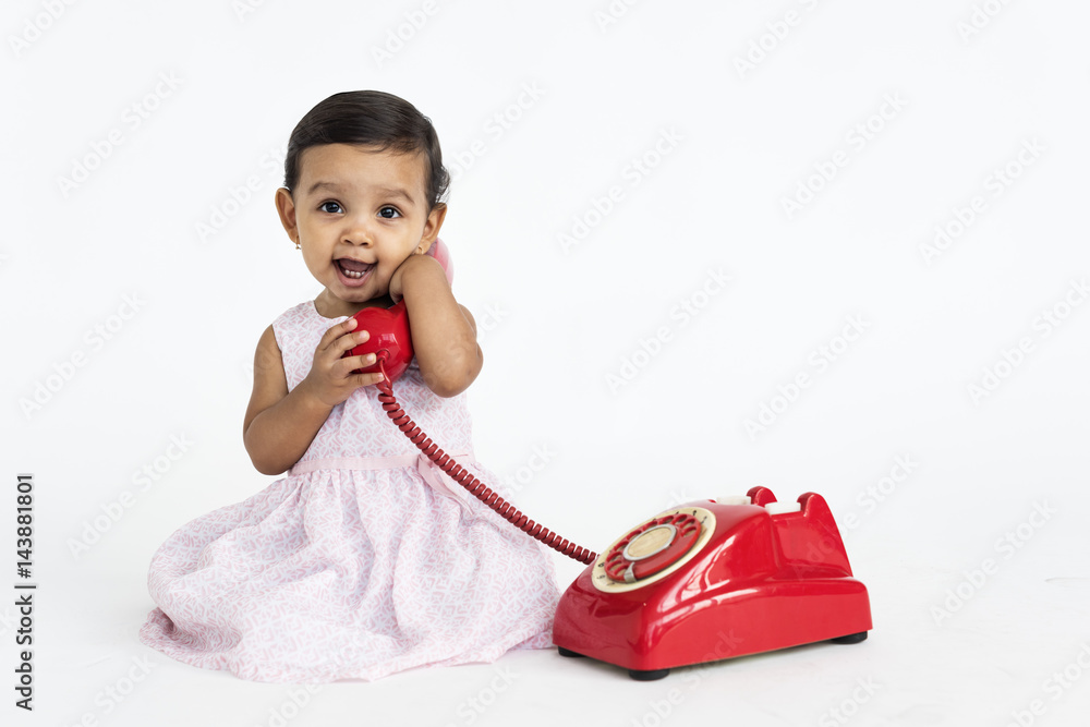 Girl Cheerful Studio Portrait Concept