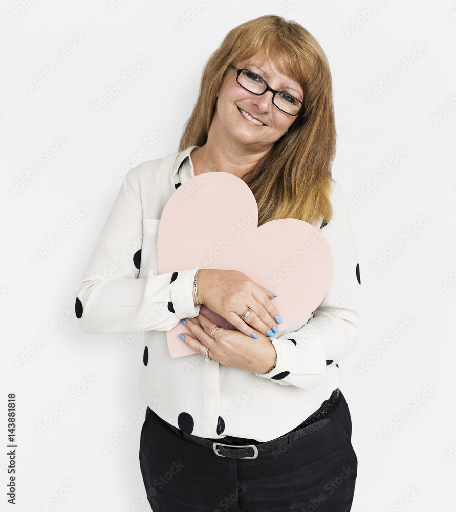 Woman Smiling Happiness Love Romance Heart Portrait Concept