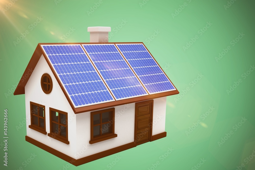 Composite image of 3d vector image of house with solar panels