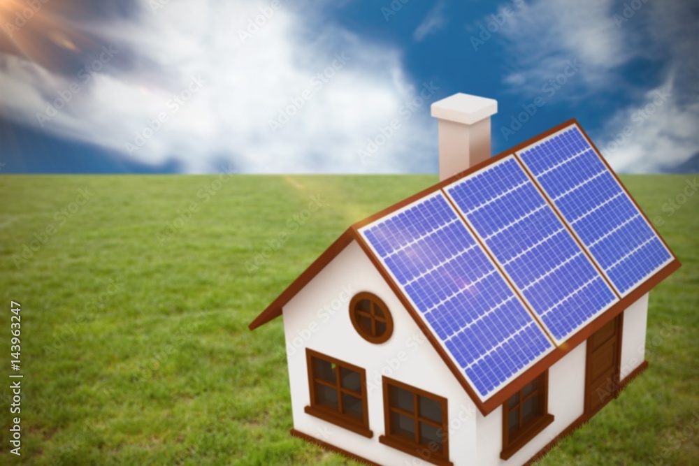 Composite image of 3d image of house with solar panels