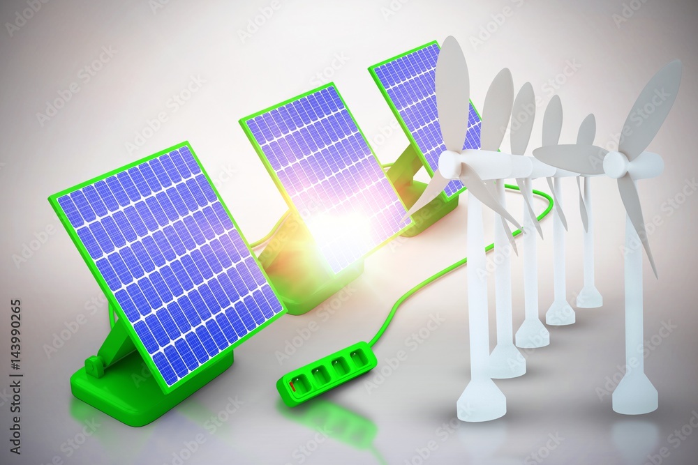 Digital composite of 3d solar panel