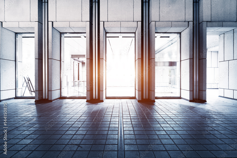 entrance of modern building at night