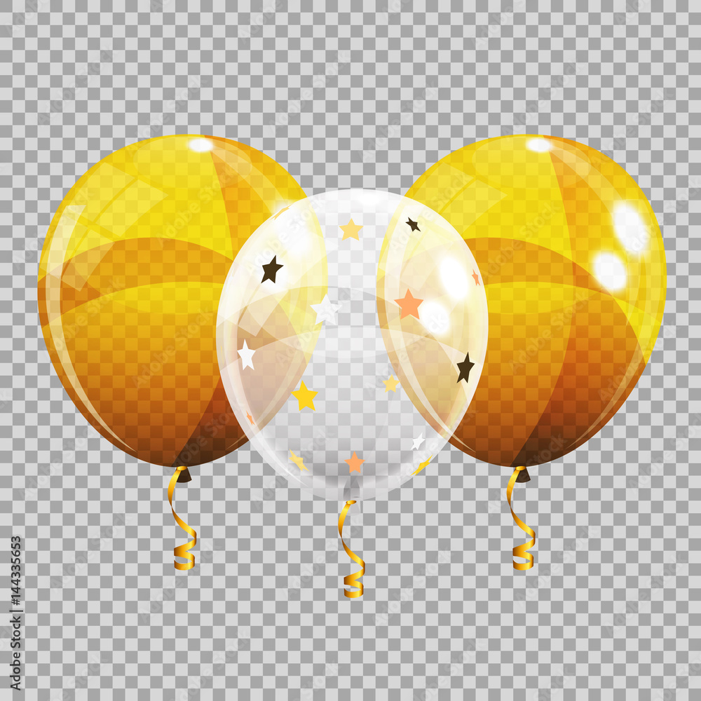 Group of Colour Glossy Helium Balloons Isolated on Transparent B