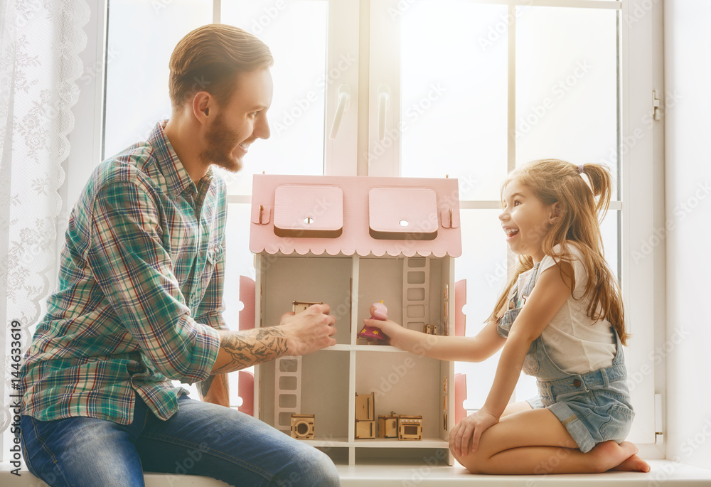 father and daughter girl play